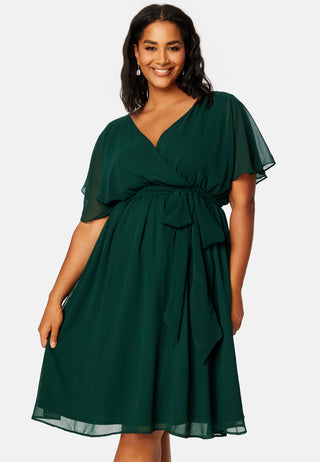 Flutter Sleeve Chiffon Midi Dress