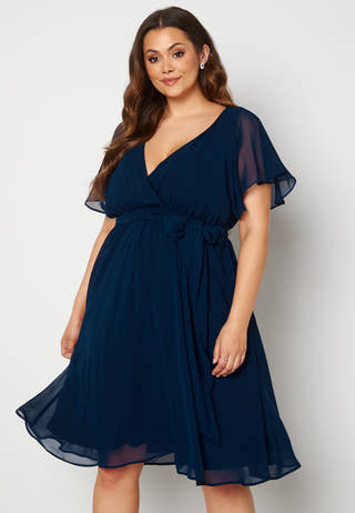 Flutter Sleeve Chiffon Midi Dress