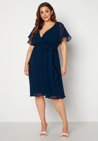 Flutter Sleeve Chiffon Midi Dress