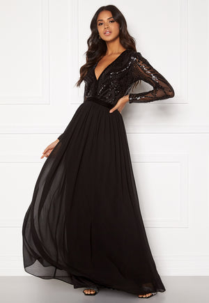 Deep V Sequin Maxi Dress