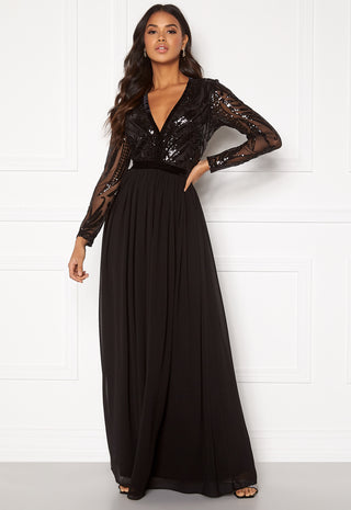 Deep V Sequin Maxi Dress