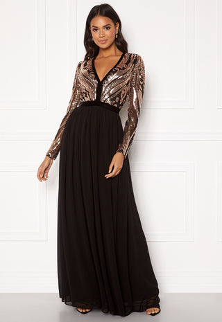 Deep V Sequin Maxi Dress