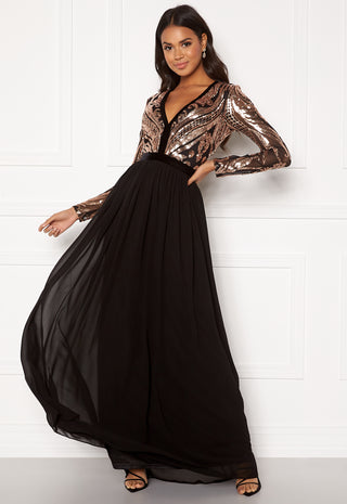 Deep V Sequin Maxi Dress