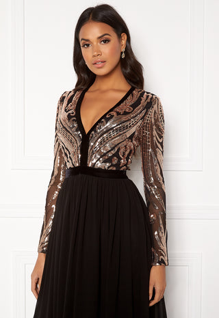 Deep V Sequin Maxi Dress