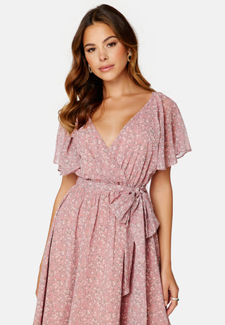 Ditsy Flutter Sleeve Midi Dress