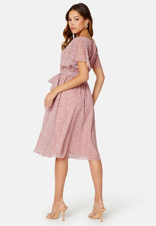 Ditsy Flutter Sleeve Midi Dress