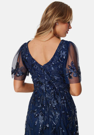 Embroidered Flutter Maxi Dress