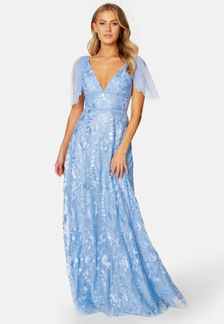 Embroidered Lace Flutter Maxi Dress