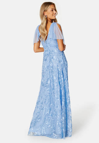 Embroidered Lace Flutter Maxi Dress