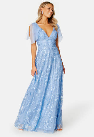 Embroidered Lace Flutter Maxi Dress
