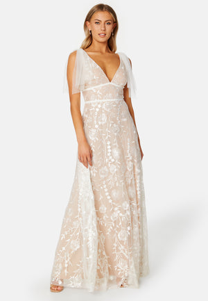 Embroidered Lace Flutter Maxi Dress