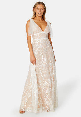 Embroidered Lace Flutter Maxi Dress