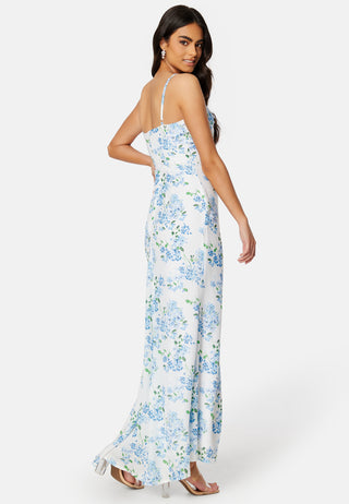 Floral Chiffon Cowl Neck Maxi Dress