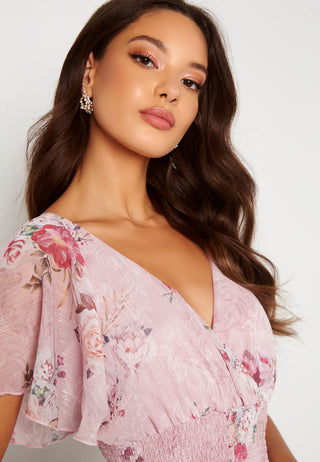 Floral Flutter Tiered Midi Dress