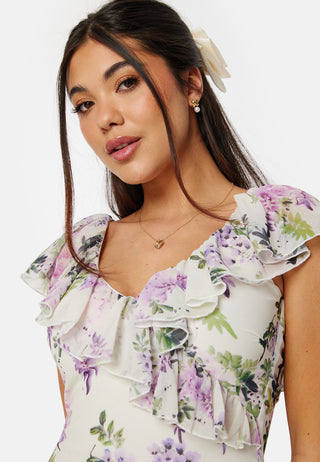 Floral Ruffle Hem Maxi Dress