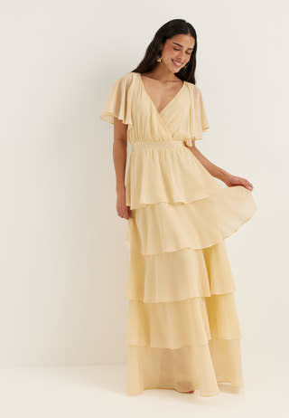 Flutter Chiffon Tiered Maxi Dress