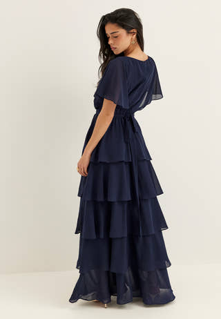 Flutter Chiffon Tiered Maxi Dress