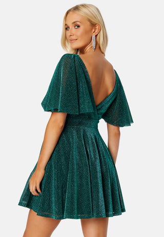 Flutter Sleeve Glitter Skater Dress