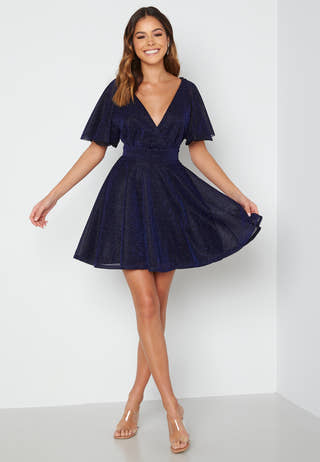 Flutter Sleeve Glitter Skater Dress