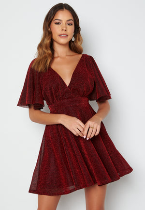 Flutter Sleeve Glitter Skater Dress