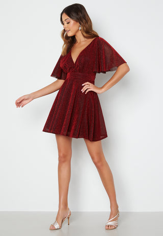 Flutter Sleeve Glitter Skater Dress