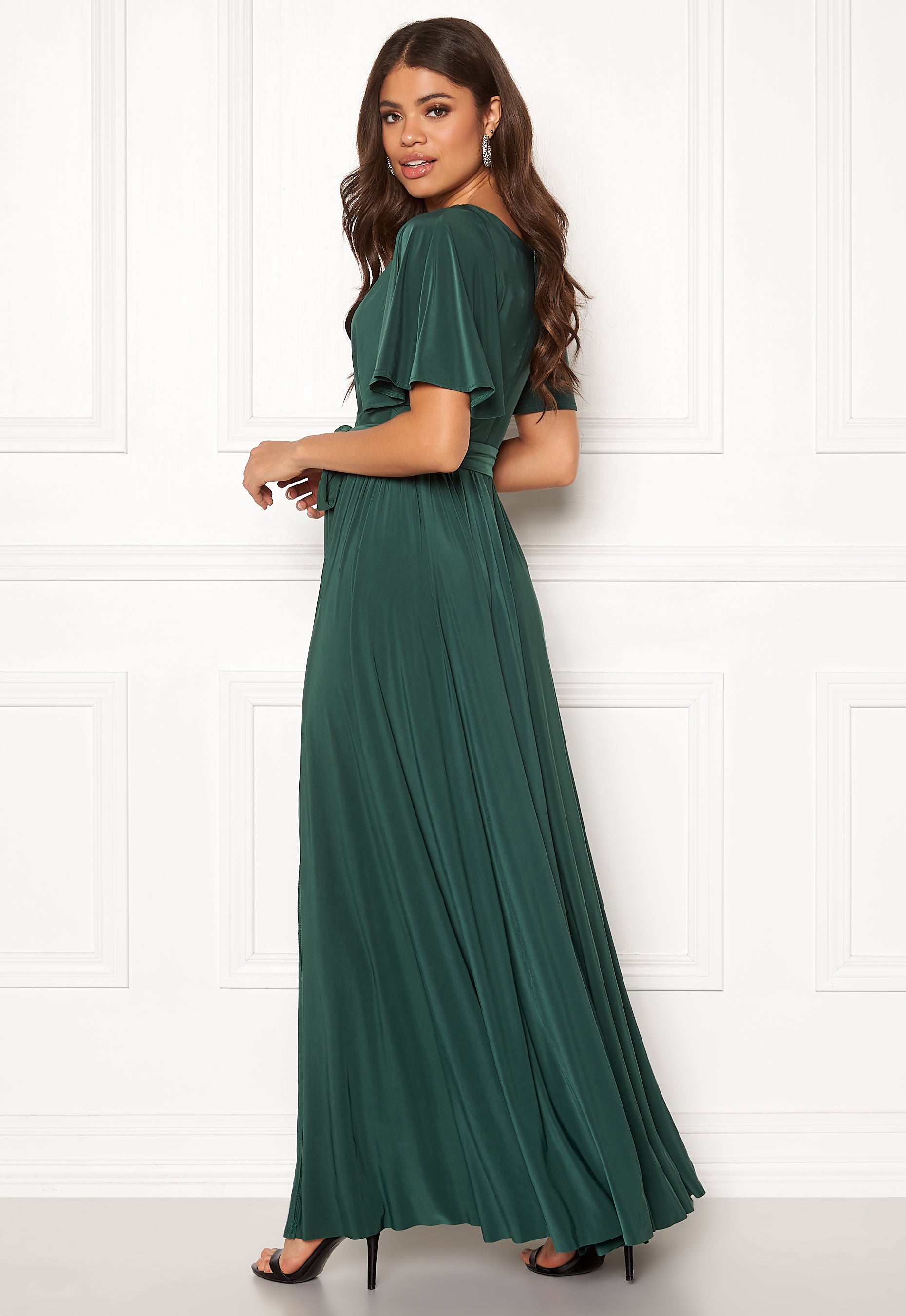 goddiva sequin lurex flutter sleeve maxi dress reviews Sequin Lurex Flutter Sleeve Maxi Dress - Silver