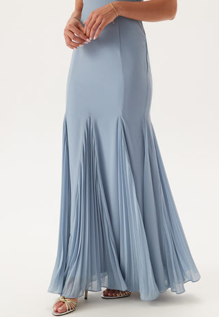 Frilly Chiffon Off Shoulder Maxi Dress