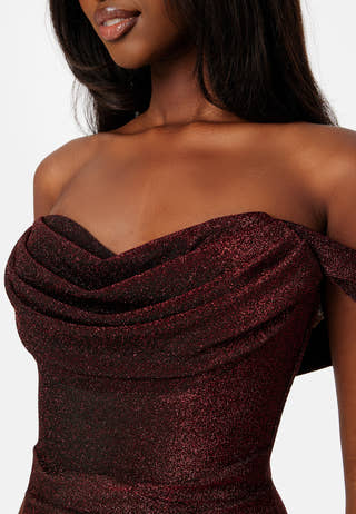 Glitter Off Shoulder Maxi Dress