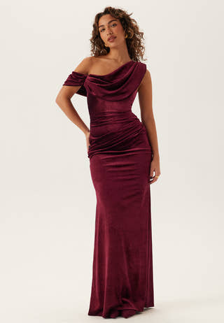 Glitter Velvet One Shoulder Maxi Dress