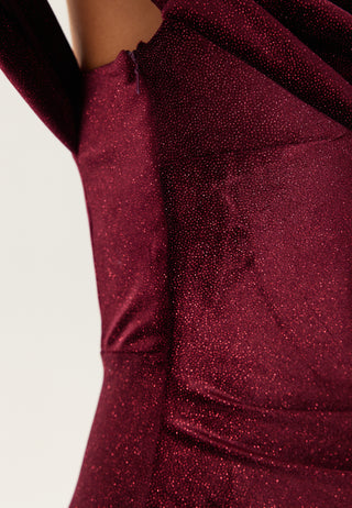 Glitter Velvet One Shoulder Maxi Dress
