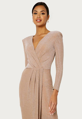 Long Sleeve Glitter Maxi Dress