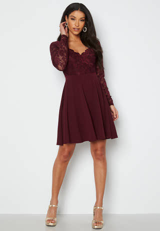 Long Sleeve Lace Skater Dress
