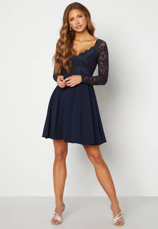 Long Sleeve Lace Skater Dress