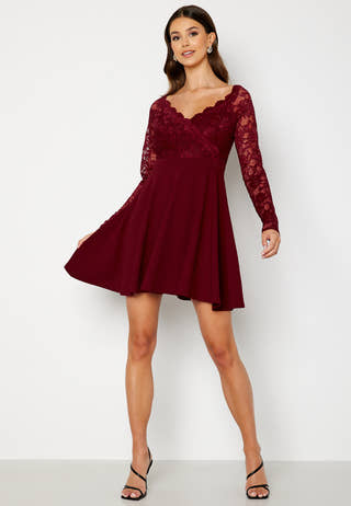 Long Sleeve Lace Skater Dress