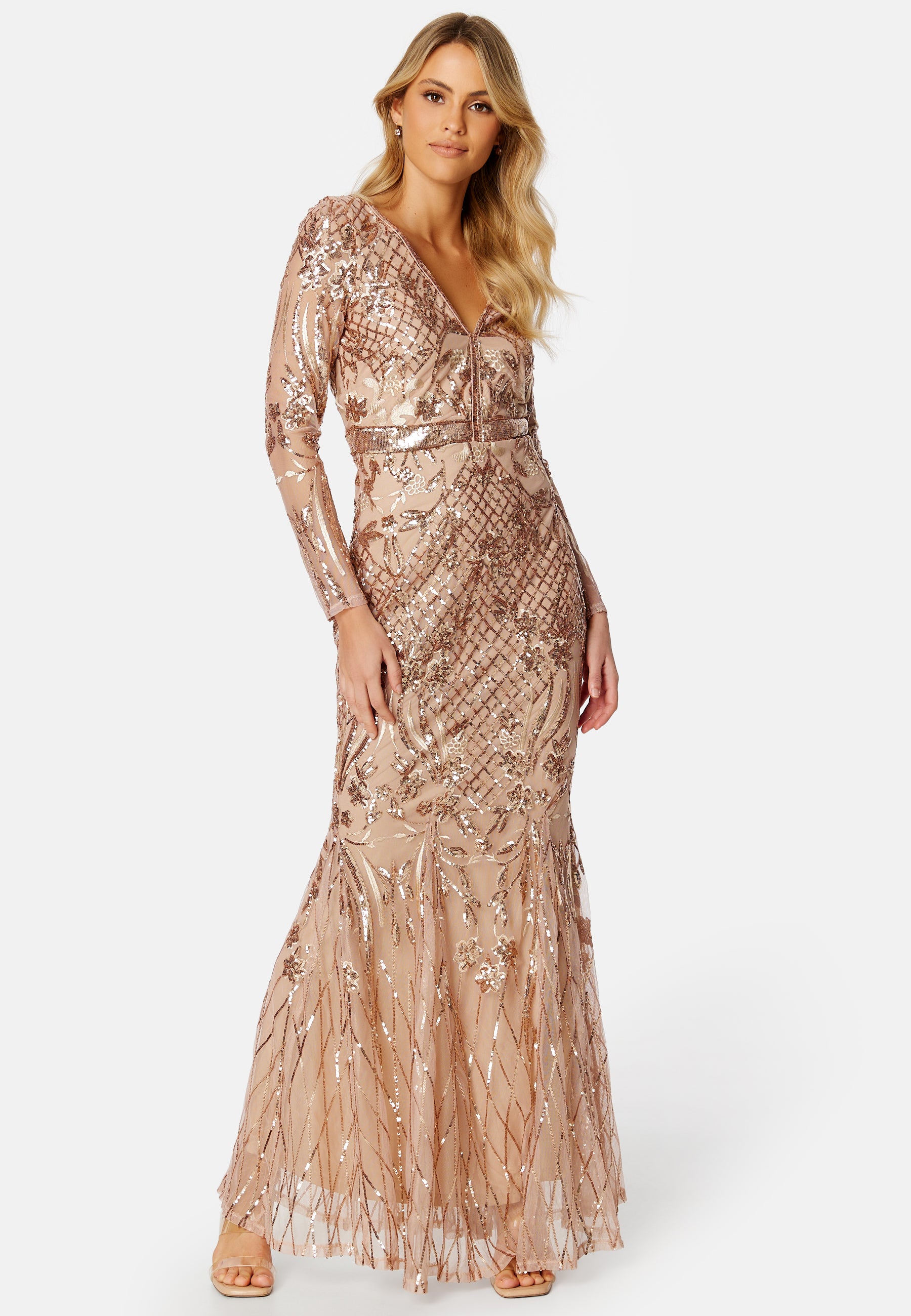 goddiva champagne sequin dress Goddiva Sequin & Mesh Midi Dress