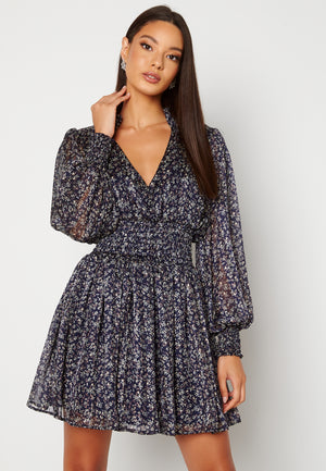 Long Sleeve Shirred Skater Dress