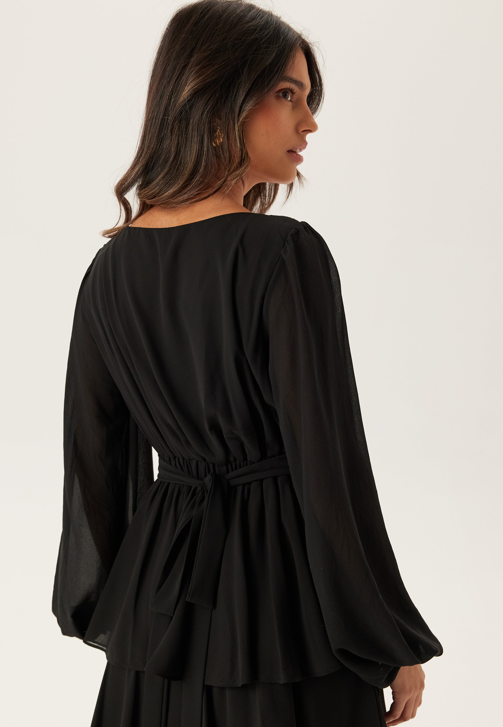 Goddiva Long Sleeve Tiered Maxi Dress Black Black Goddiva Long Sleeve Tiered Maxi Dress Black Black