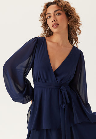 Long Sleeve Tiered Midi Dress