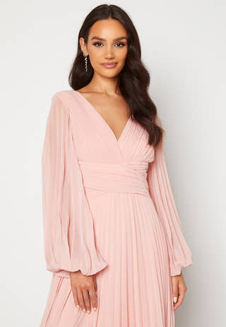 Pleated Balloon Sleeve Maxi Dress