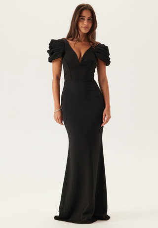 Pleated Sleeve Maxi Dress