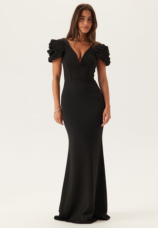 Pleated Sleeve Maxi Dress