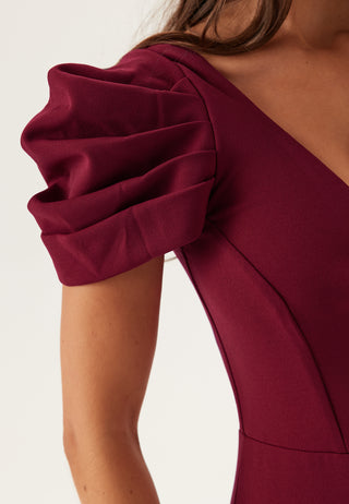 Pleated Sleeve Maxi Dress