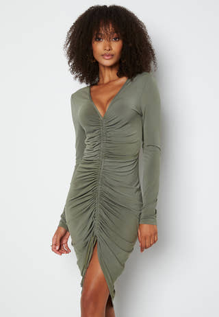 Rouched Front Midi Dress