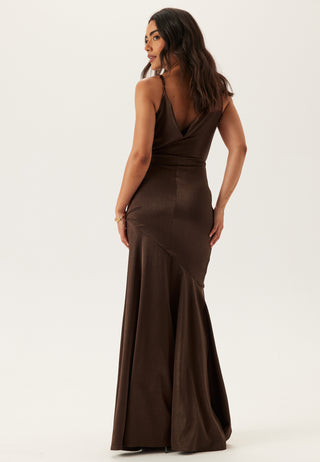 Satin Cowl Neck Maxi Dress