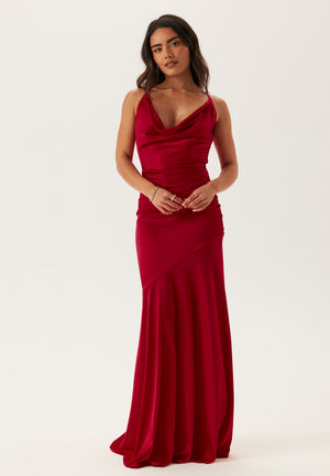 goddiva cowl back satin maxi dress reviews Cowl Back Satin Maxi Dress - Blue