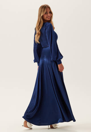 Satin Volume Sleeve Maxi Dress