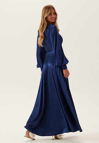 Satin Volume Sleeve Maxi Dress