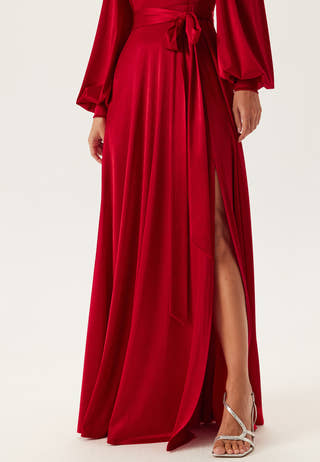 Satin Volume Sleeve Maxi Dress