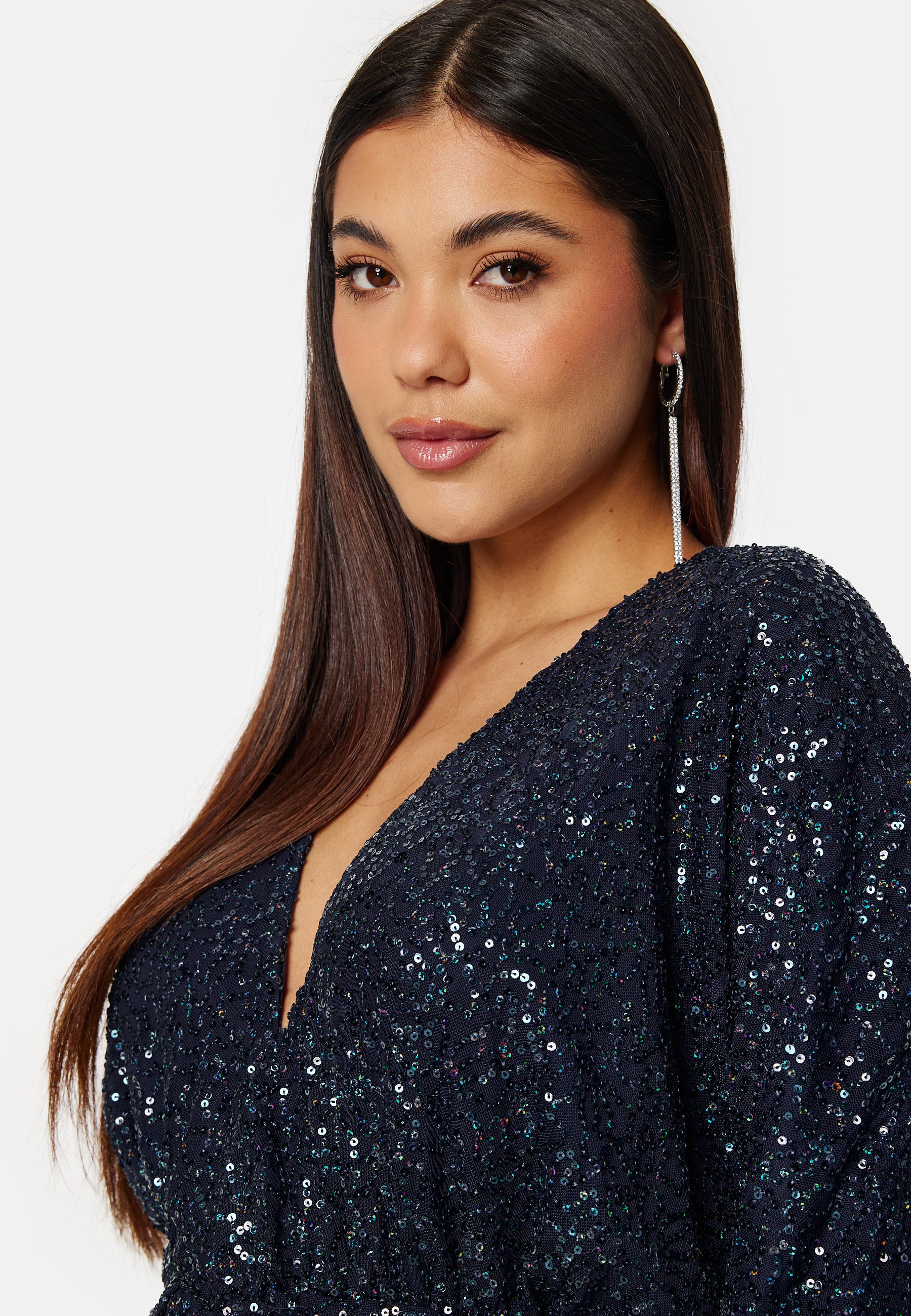 goddiva sequin dress Goddiva Geometric Sequin Plunge Midi
