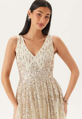 Sequin Sunray Sleeveless Maxi Dress